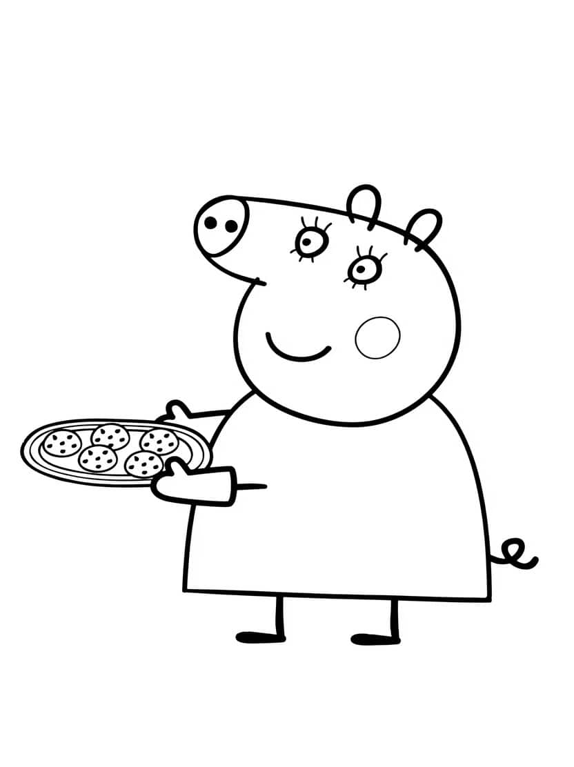 Kleurplaat Peppa Pig Koken