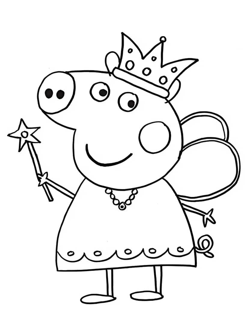 Kleurplaat Peppa Pig Prinses