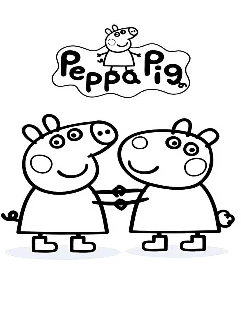 Kleurplaat Peppa Pig Vrienden