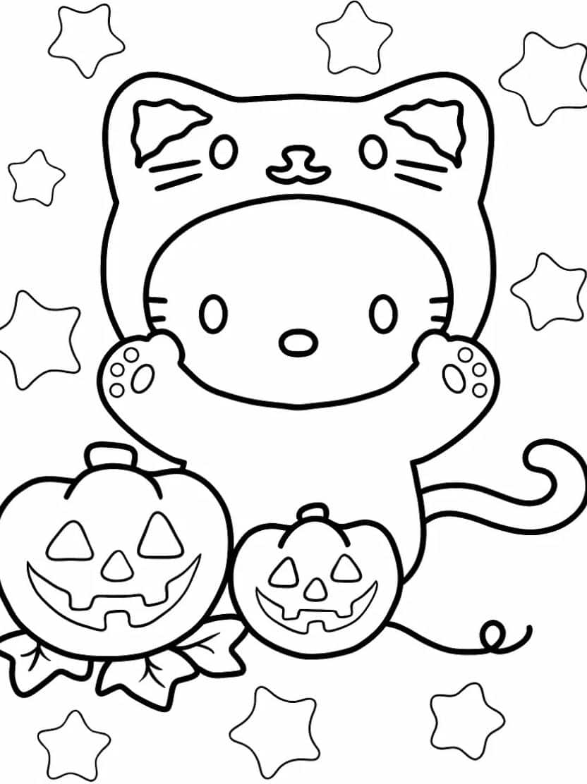 Kleurplaat Sanrio Halloween