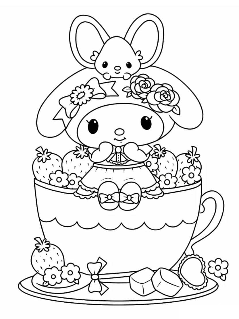 Kleurplaat Sanrio My Melody Schattig