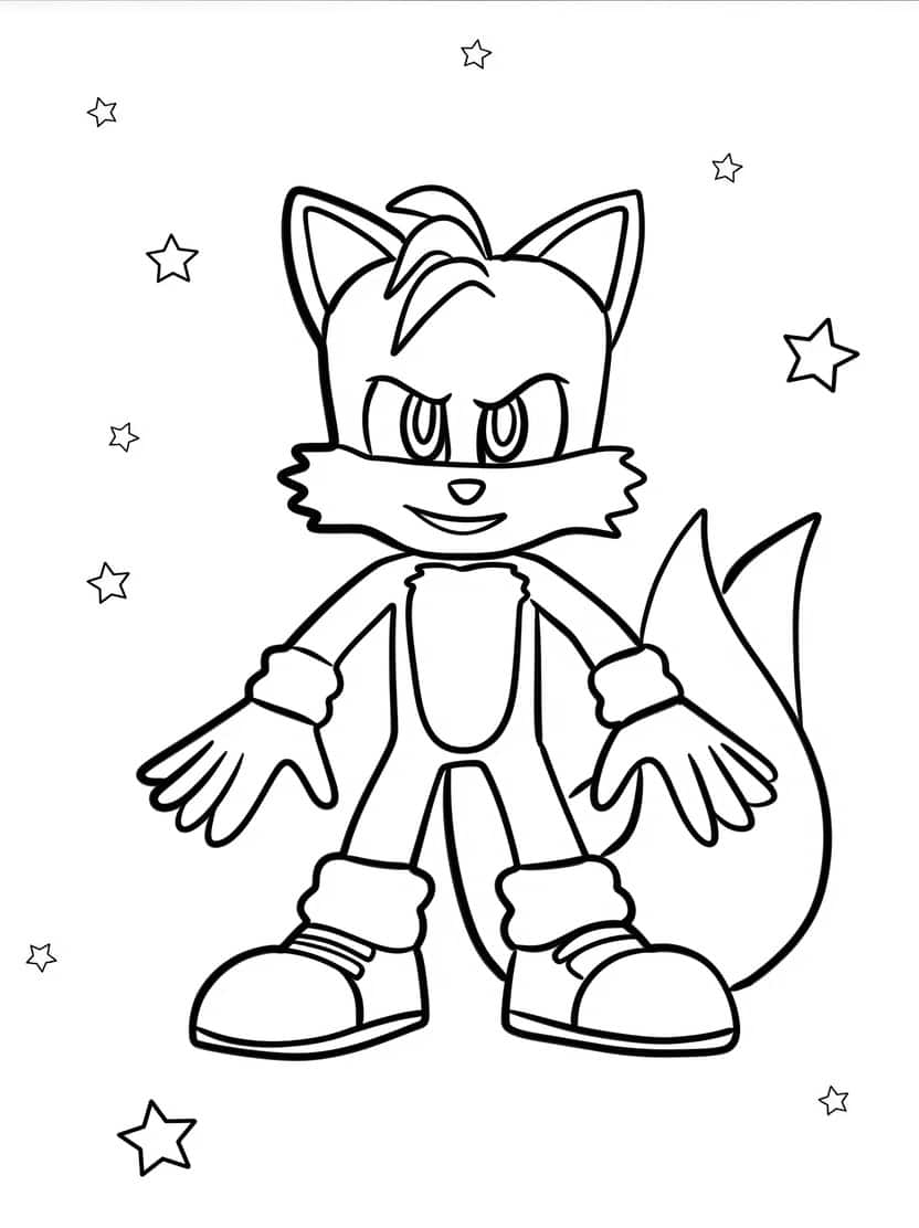 Kleurplaat Sonic Tails Krachtig