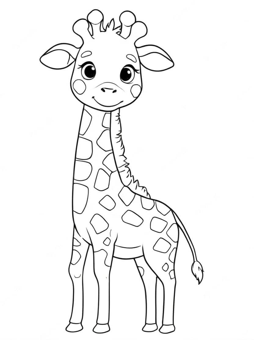 Kleurplaat Van Schattige Giraffe Voor Kinderen