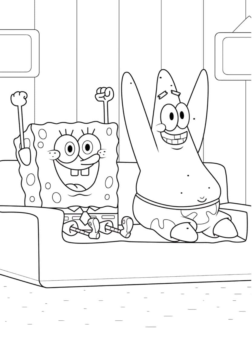 Kleurplaat Van Spongebob En Patrick Die Vieren