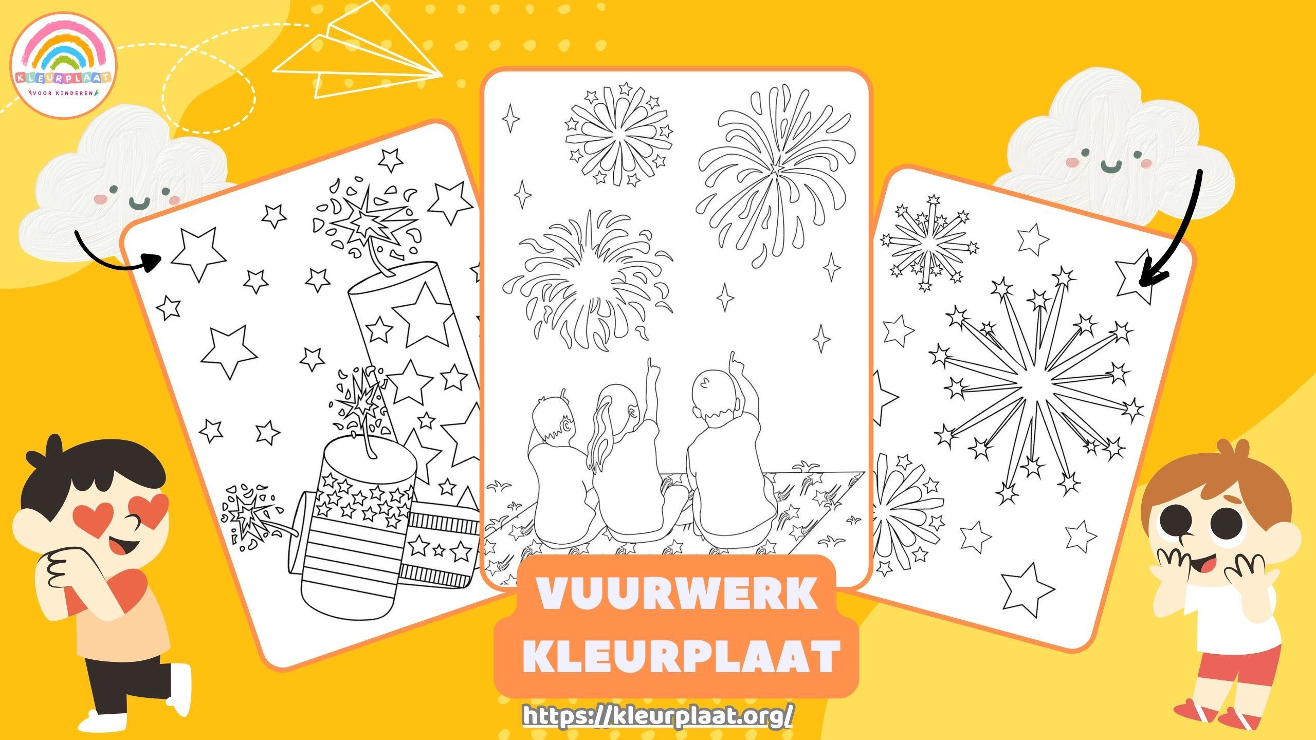 Kleurplaat Vuurwerk