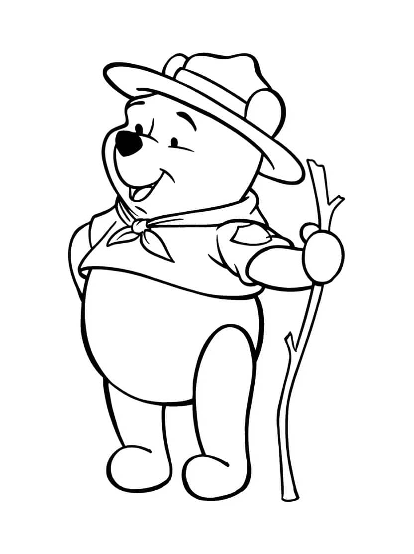 Kleurplaat Winnie The Pooh Scout Student