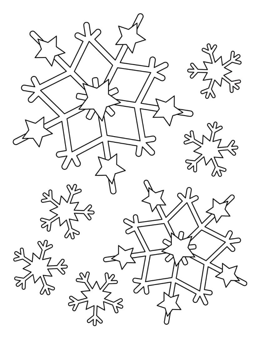 Kleurplaten Sneeuwvlok Sneeuwvlokken