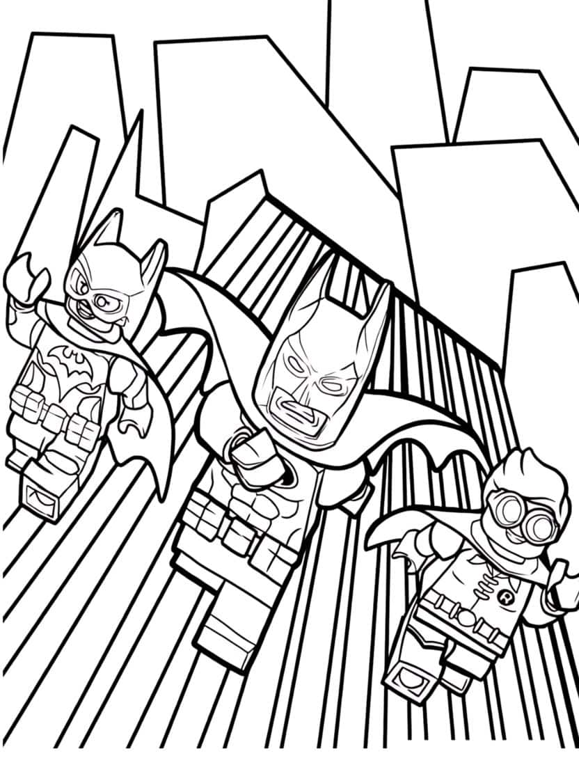 Lego Batman Met Batgirl En Robin Inkleuren Kleurplaat