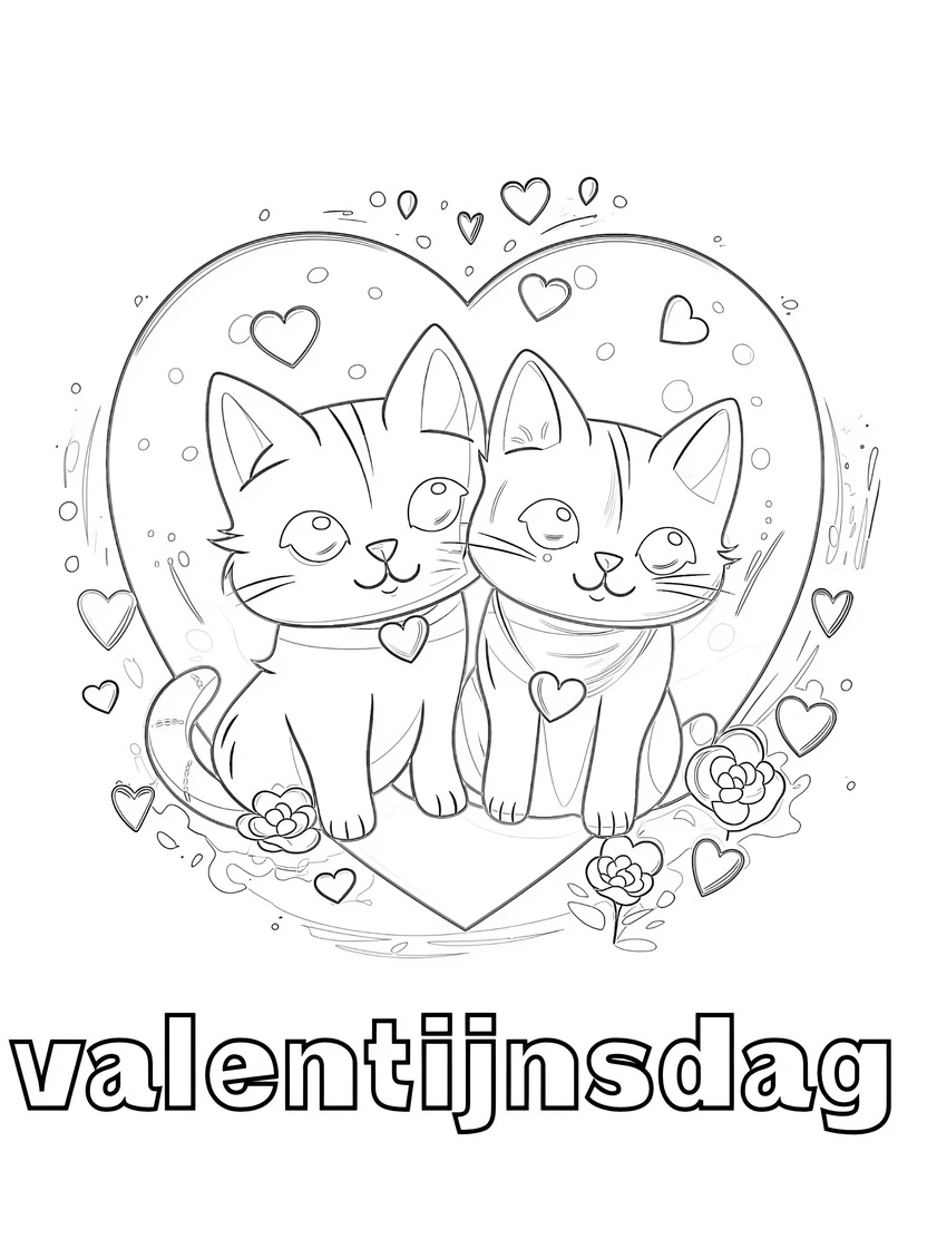 Love Cat Kleurplaat Valentijnsdag