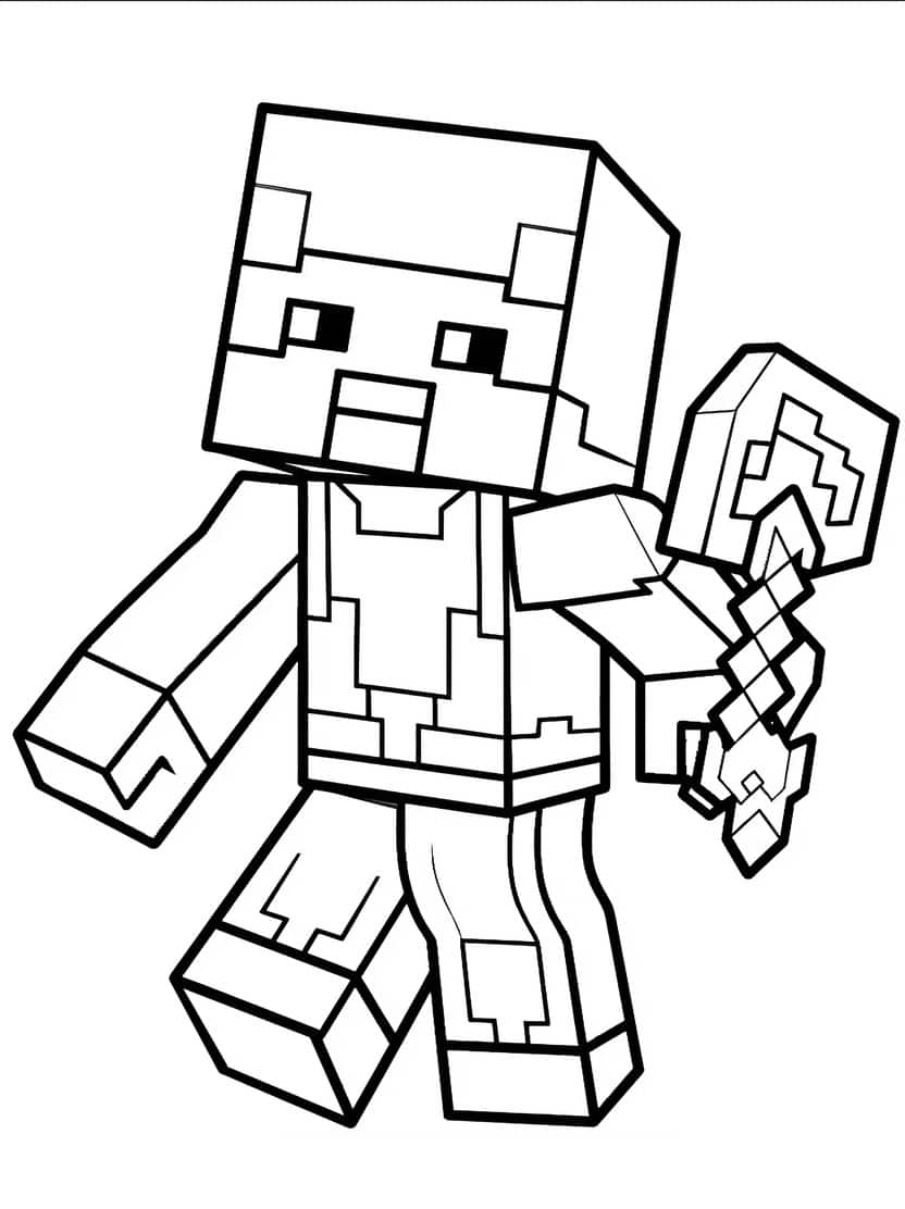 Minecraft Avatar Met Schep Kleurplaten