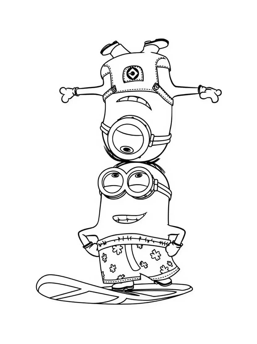 Minions Kleurplaten Skateboarden