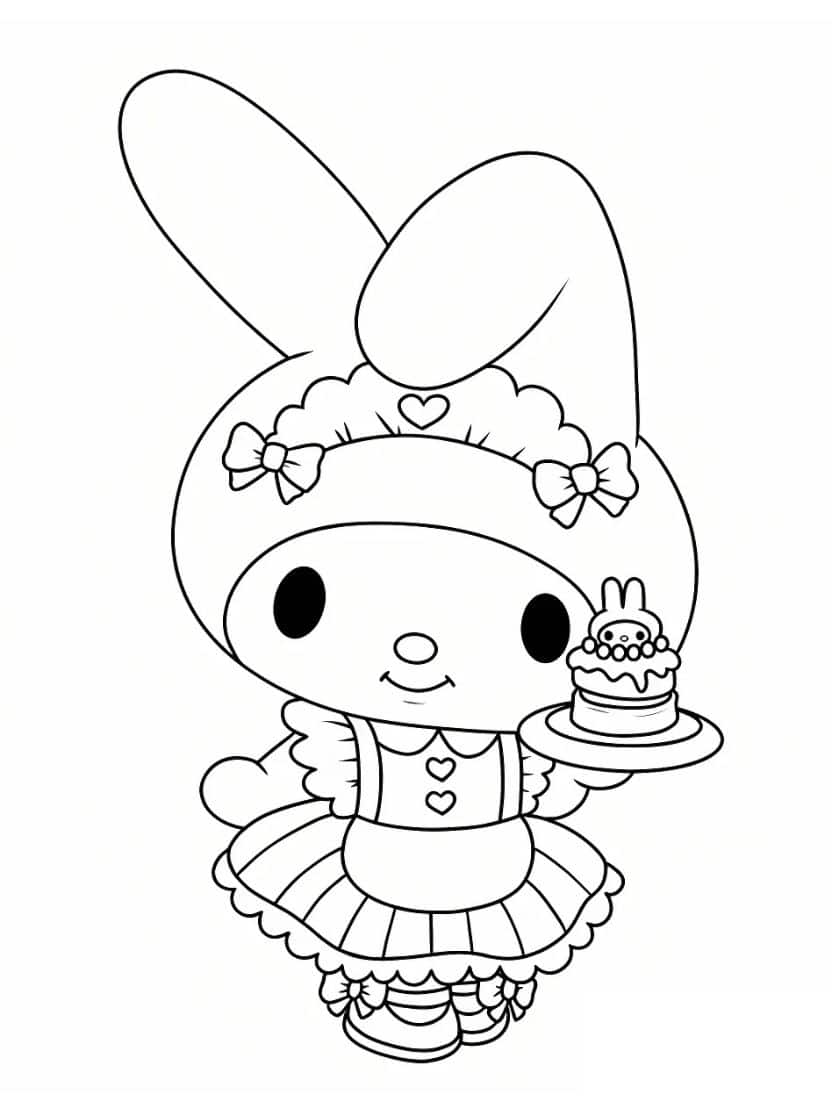 My Melody Kleurplaten Bakt Taart