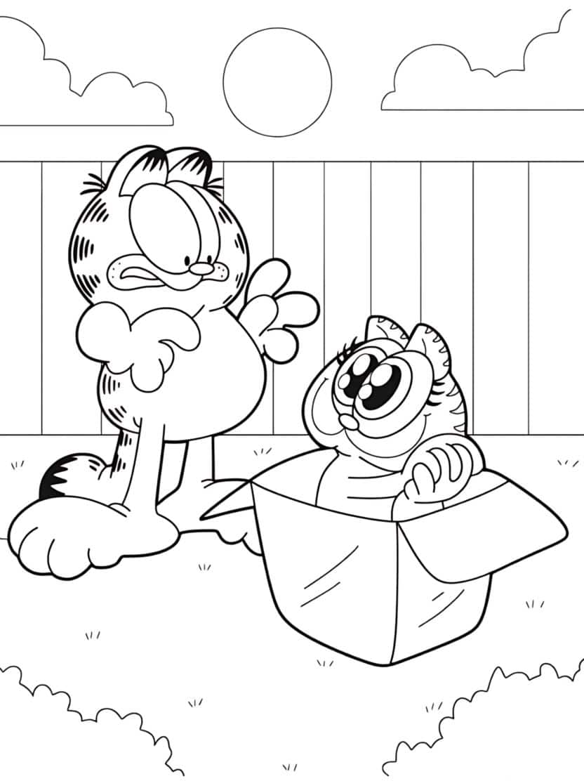 Nermal Verrast Garfield Kleurplaat