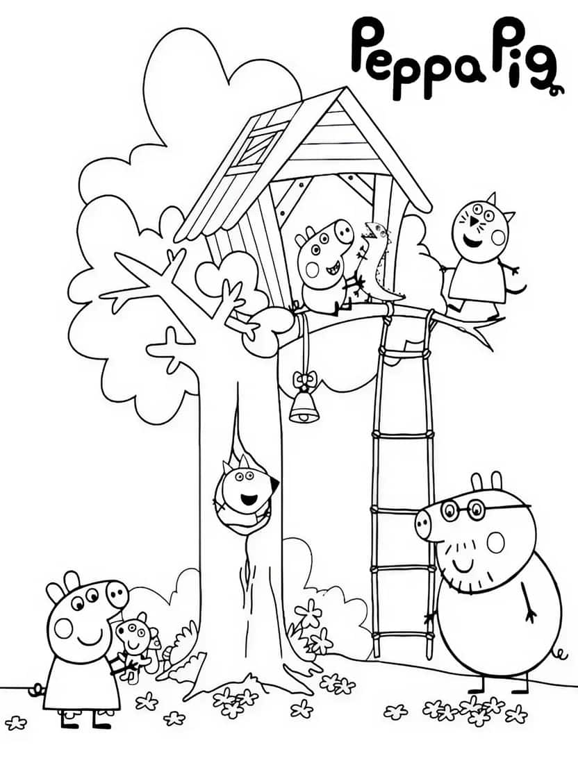 Peppa Pig Kleurplaten Boomhut