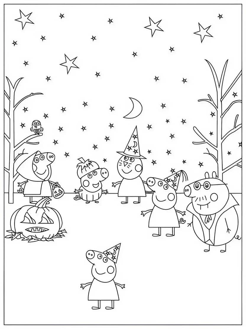 Peppa Pig Kleurplaten Halloween