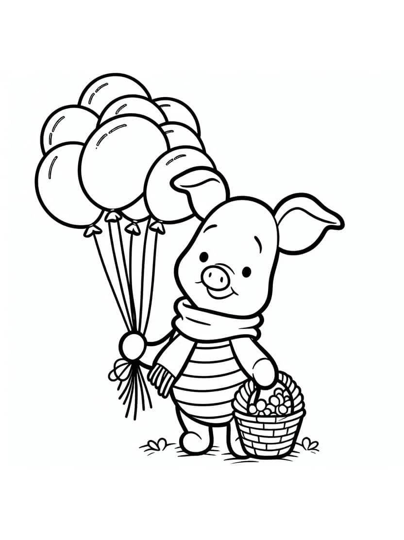 Piglet Holding Ballonnen Kleurplaat Winnie The Pooh