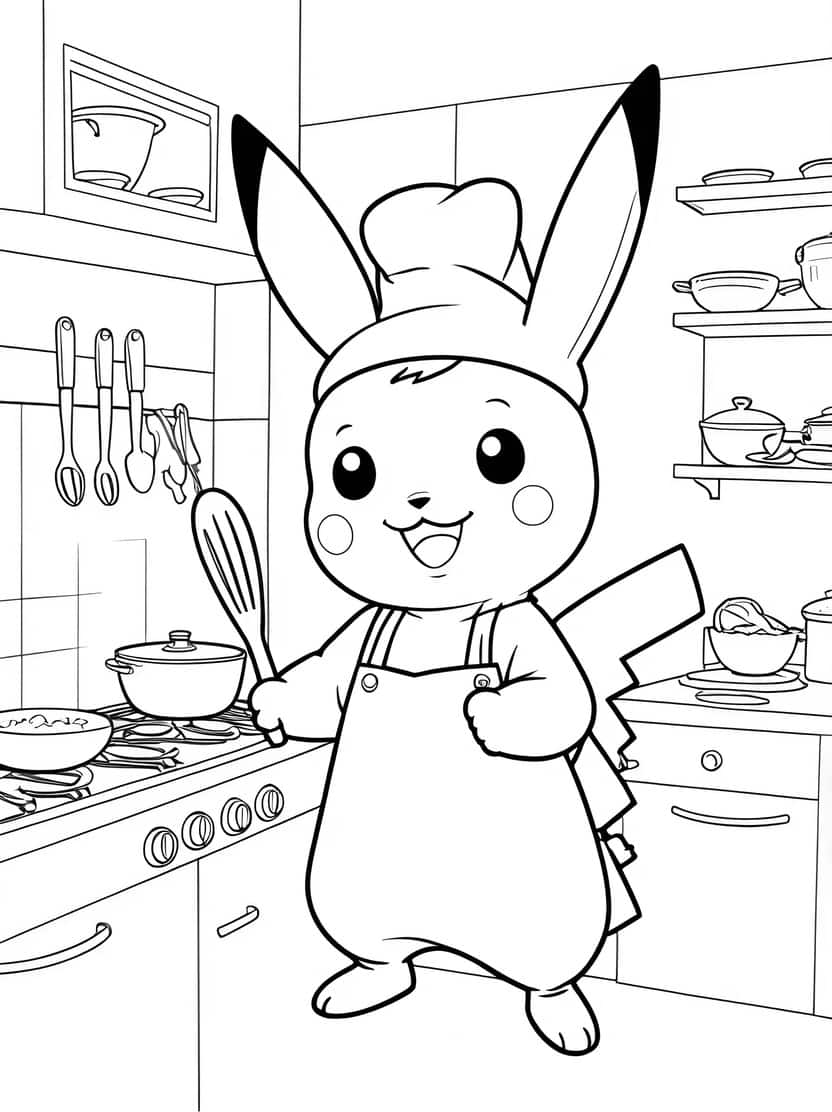 Pikachu Kleurplaat Die Aan Het Koken Is