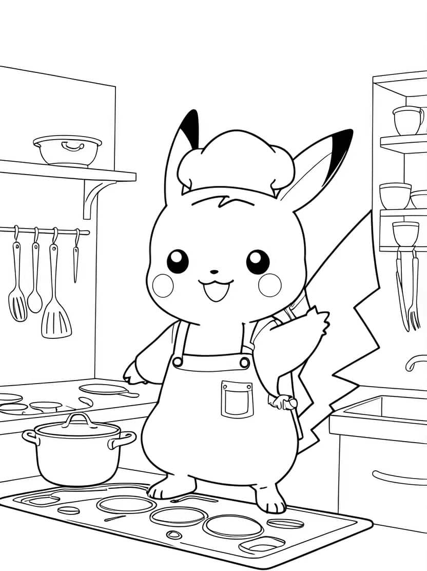 Pikachu Kleurplaten In De Keuken