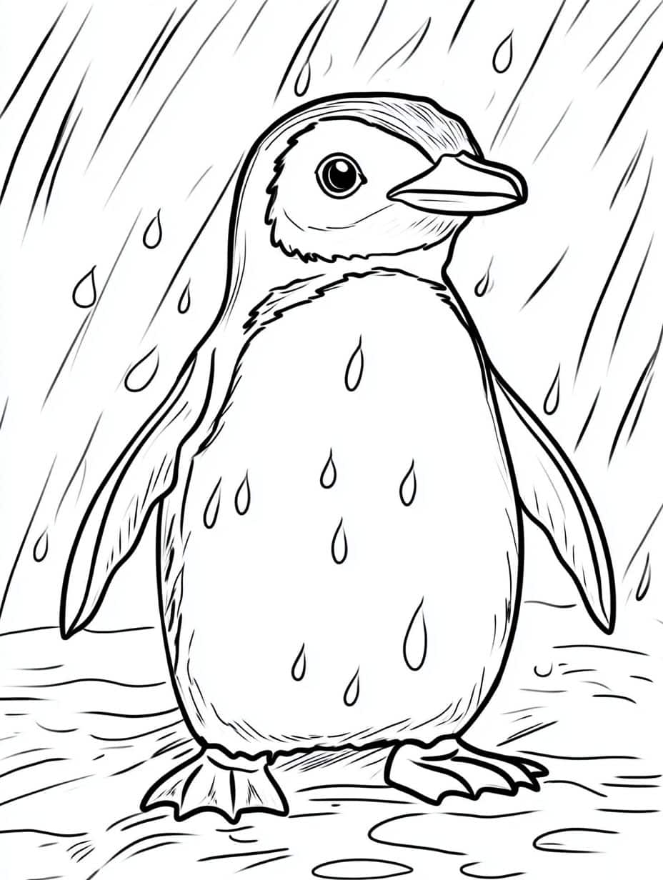 Pinguin Kleurplaat Onder De Regen