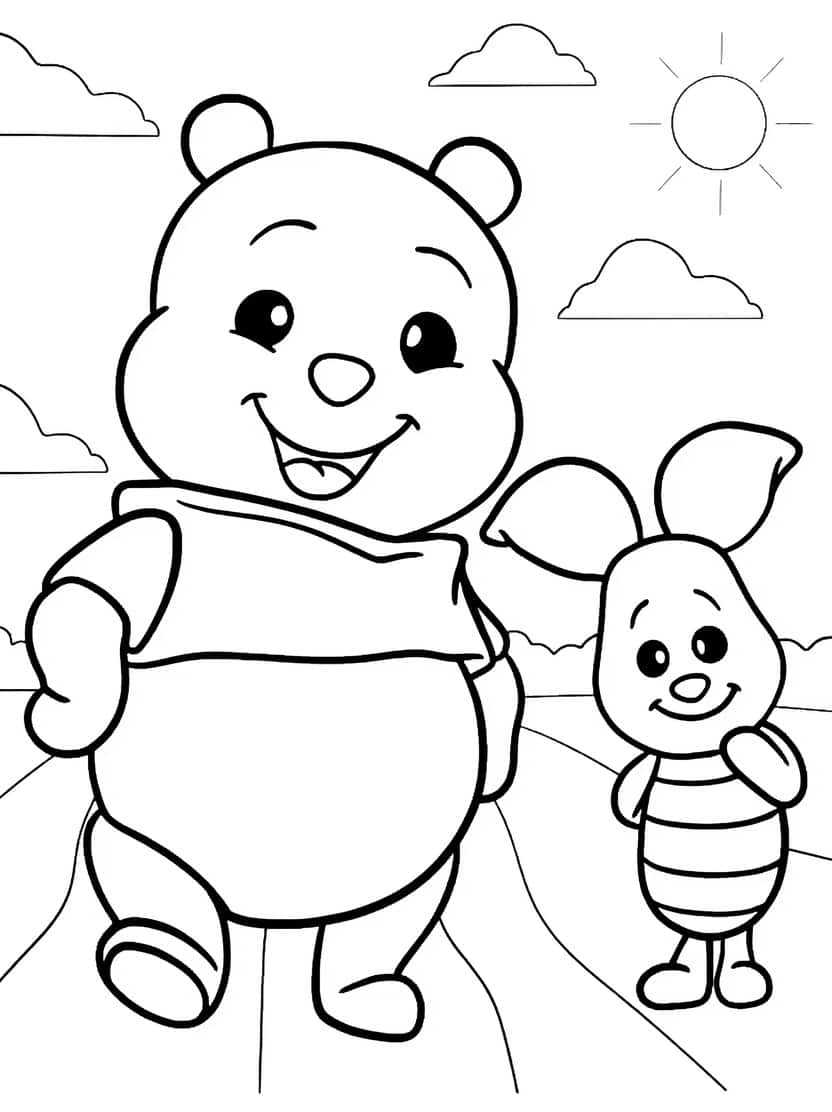 Pooh En Piglet Lief Kleurplaat Winnie The Pooh