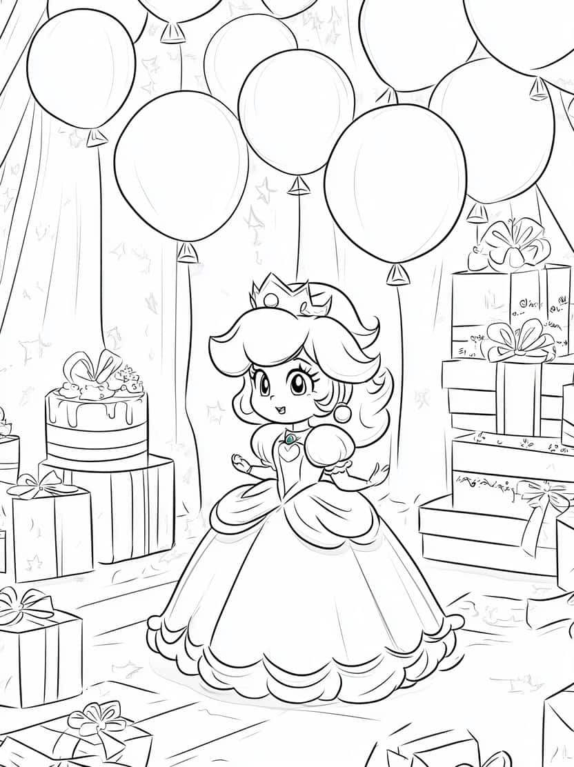 Princess Peach En Bal Kleurplaten