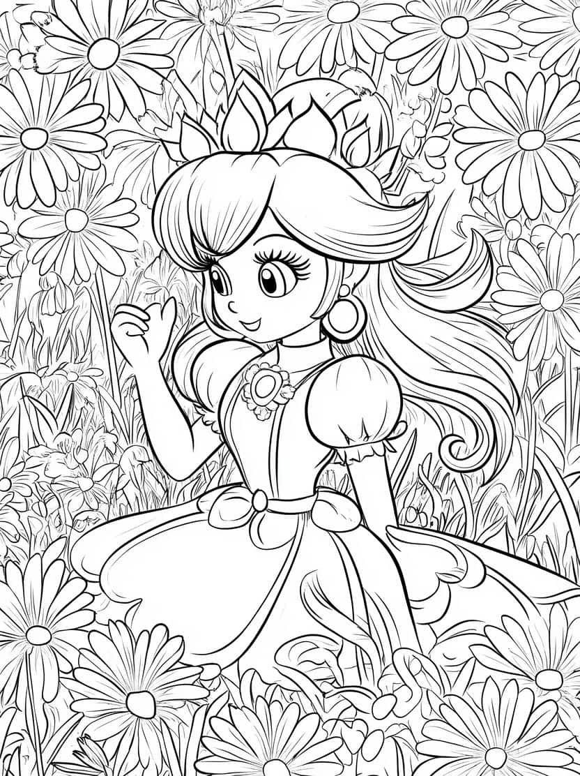 Princess Peach En Bloemen Kleurplaten