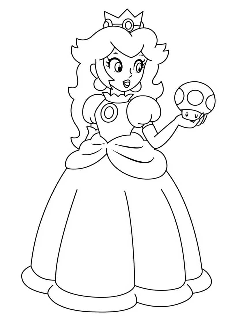 Princess Peach En Paddenstoel Kleurplaten