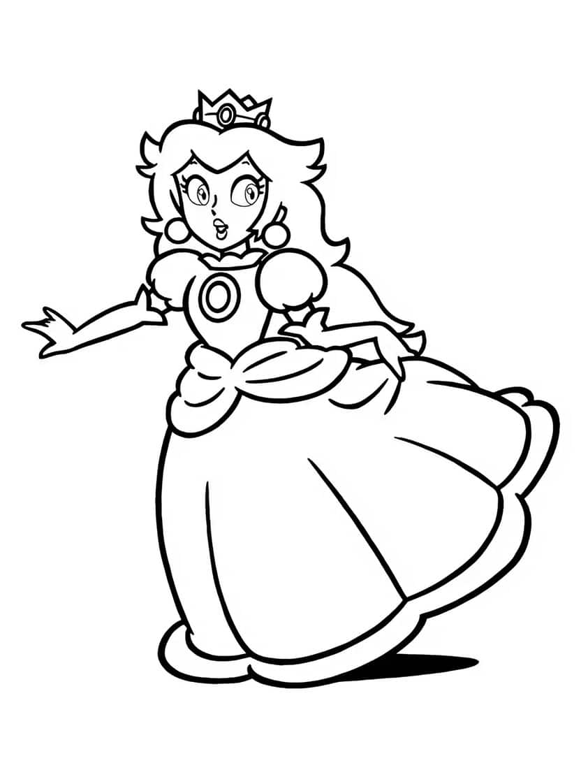 Princess Peach Kleurplaat Schattig