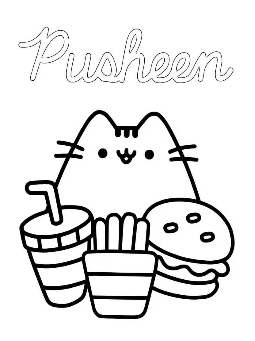 Pusheen En Eten Kleurplaten