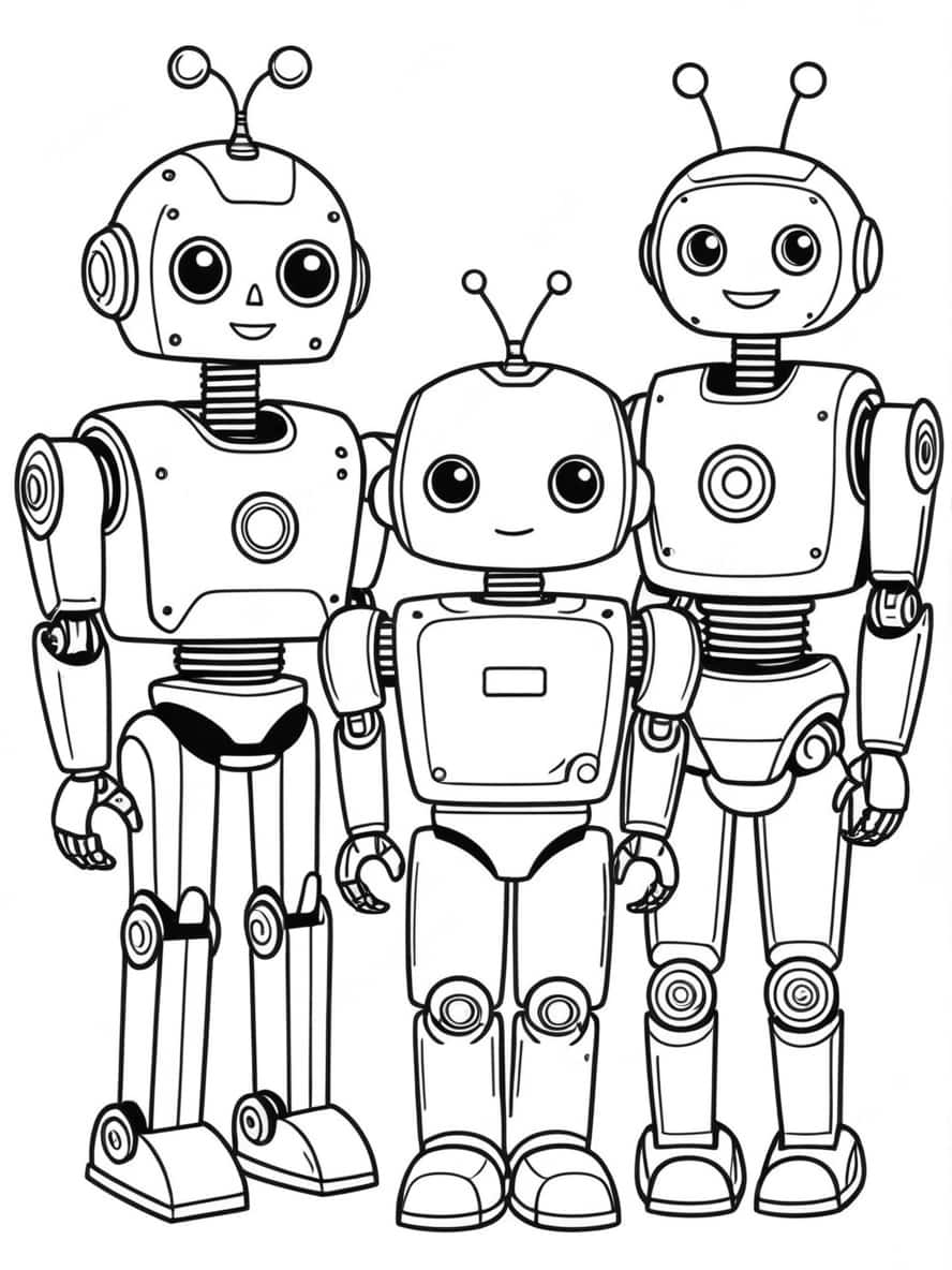 Robot Familie Met Ouders En Kinderen