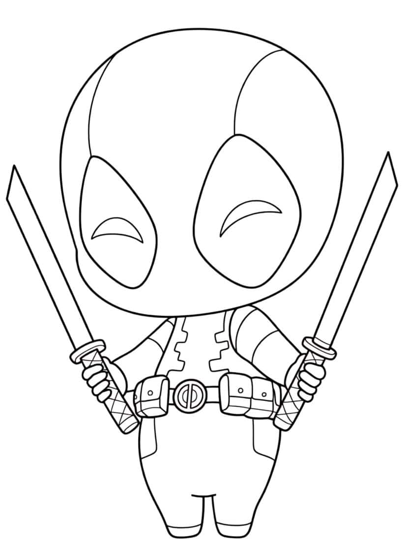 Schattige Chibi Deadpool Kleurplaat