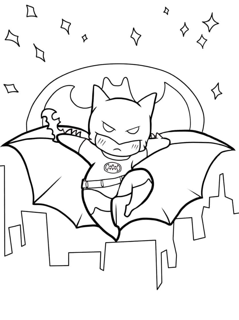 Schattige Kawaii Batman Inkleuren Voor Kinderen Kleurplaat