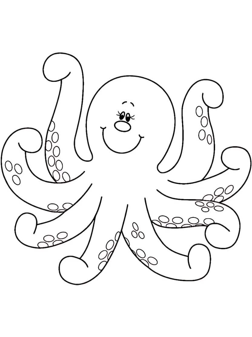 Schattige Octopus Kleurplaat Voor Kinderen