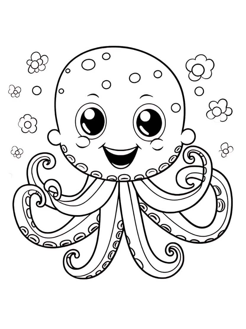 Schattige Octopus Kleurplaat