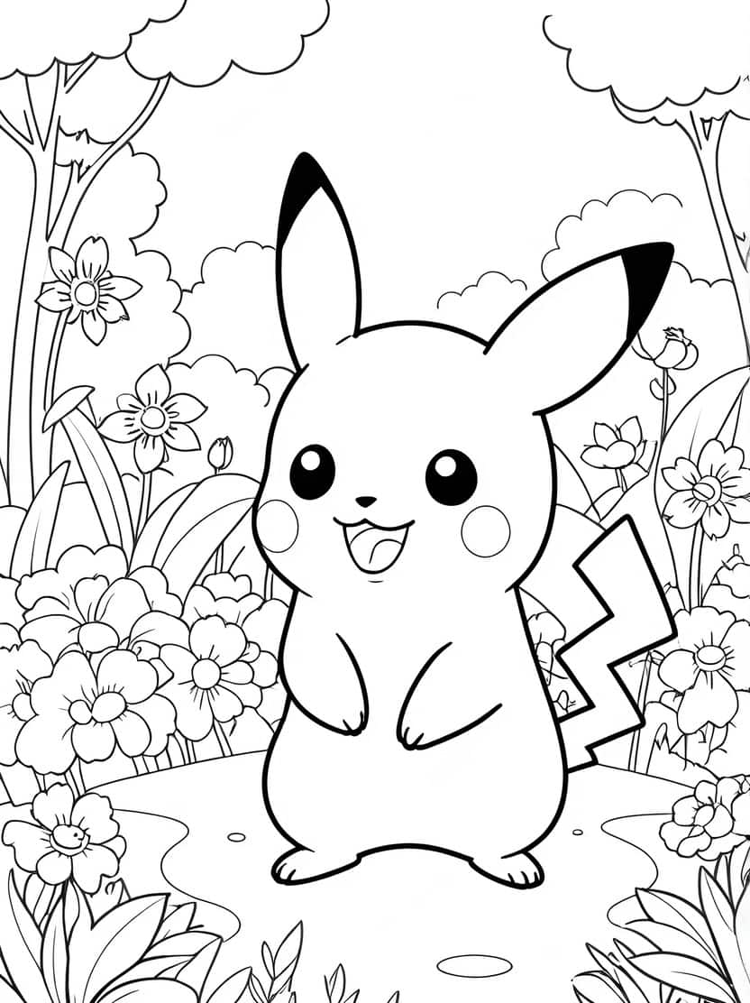 Schattige Pikachu Kleurplaat