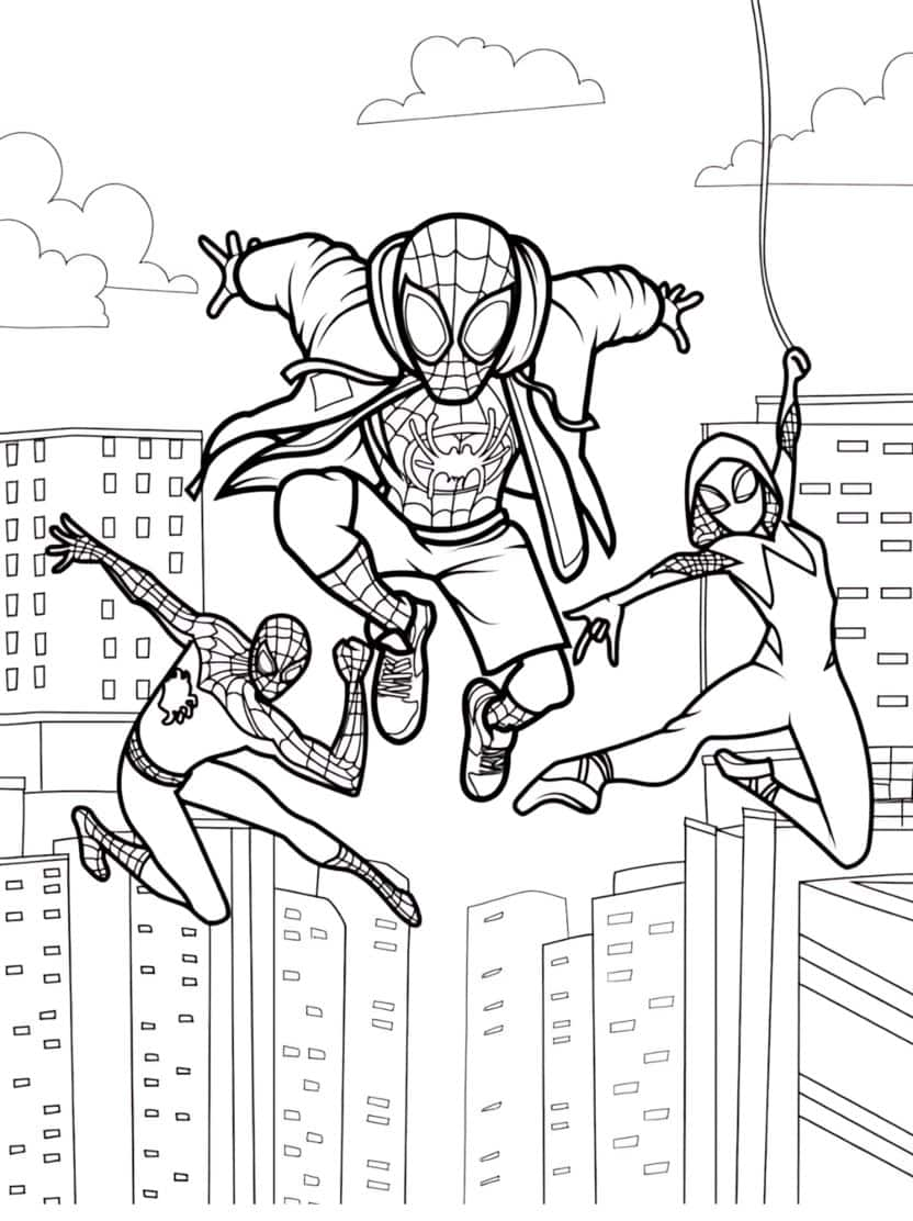 Spider Man Miles Morales En Ghost Spider Kleurplaat