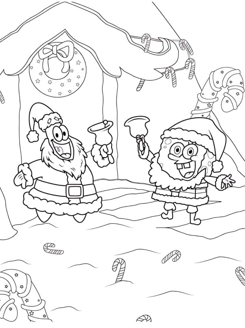 Spongebob En Patrick Verkleed Als Kerstman Voor Kerst