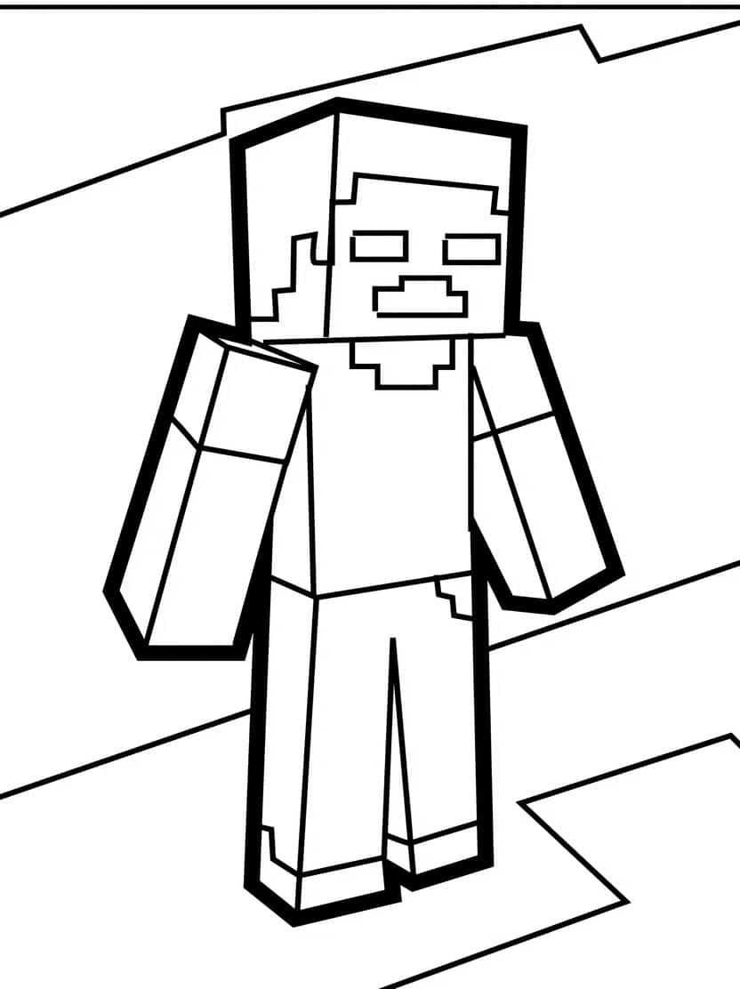 Steve Minecraft Kleurplaat