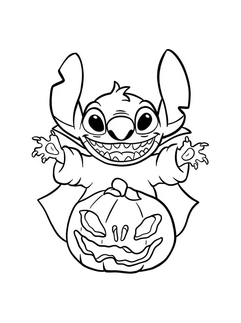 Stitch Halloween Kleurplaat Heks