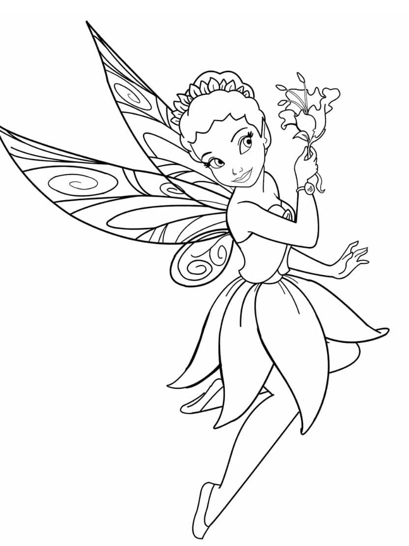 Tinkerbell En De Bloemen Kleurplaat