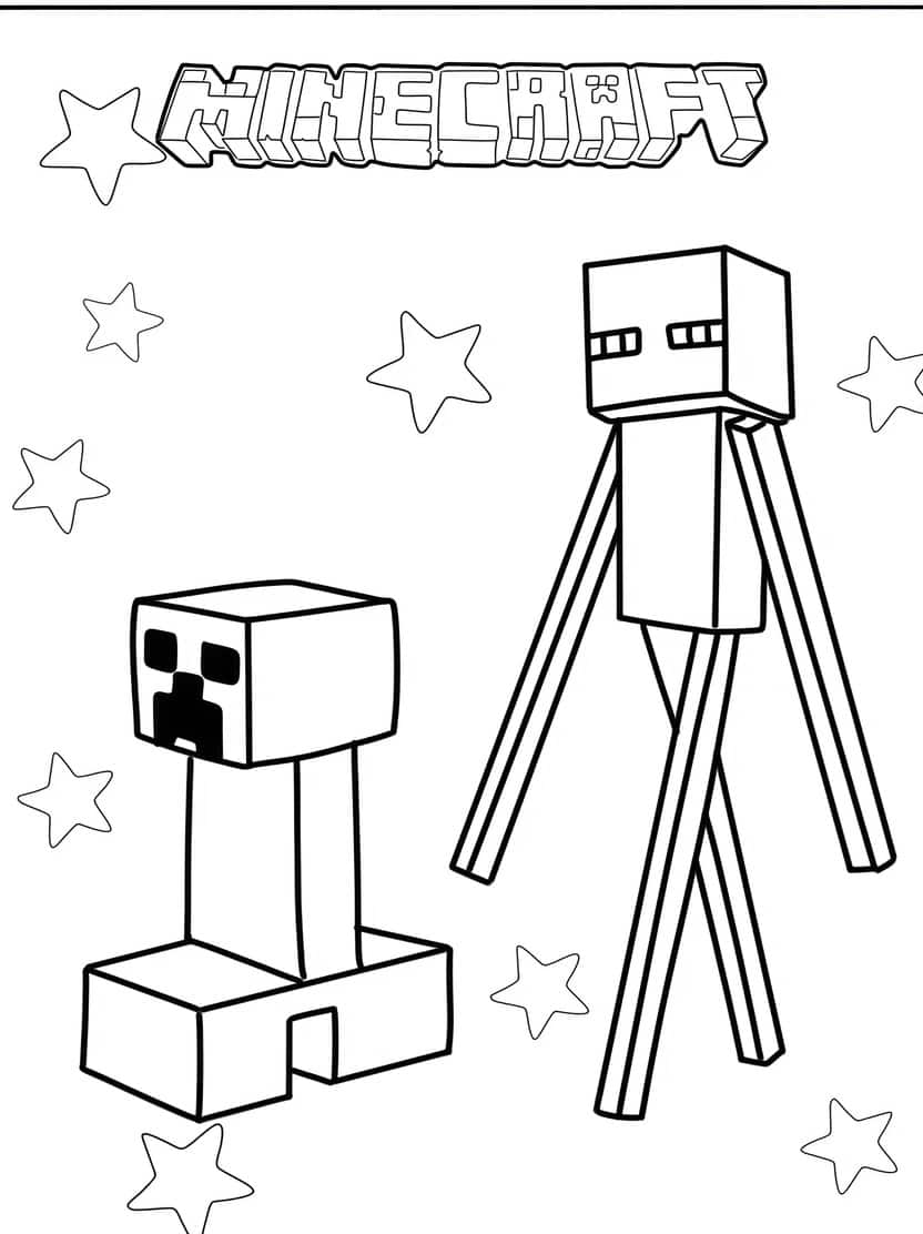 Twee Endermen Minecraft Kleurplaat