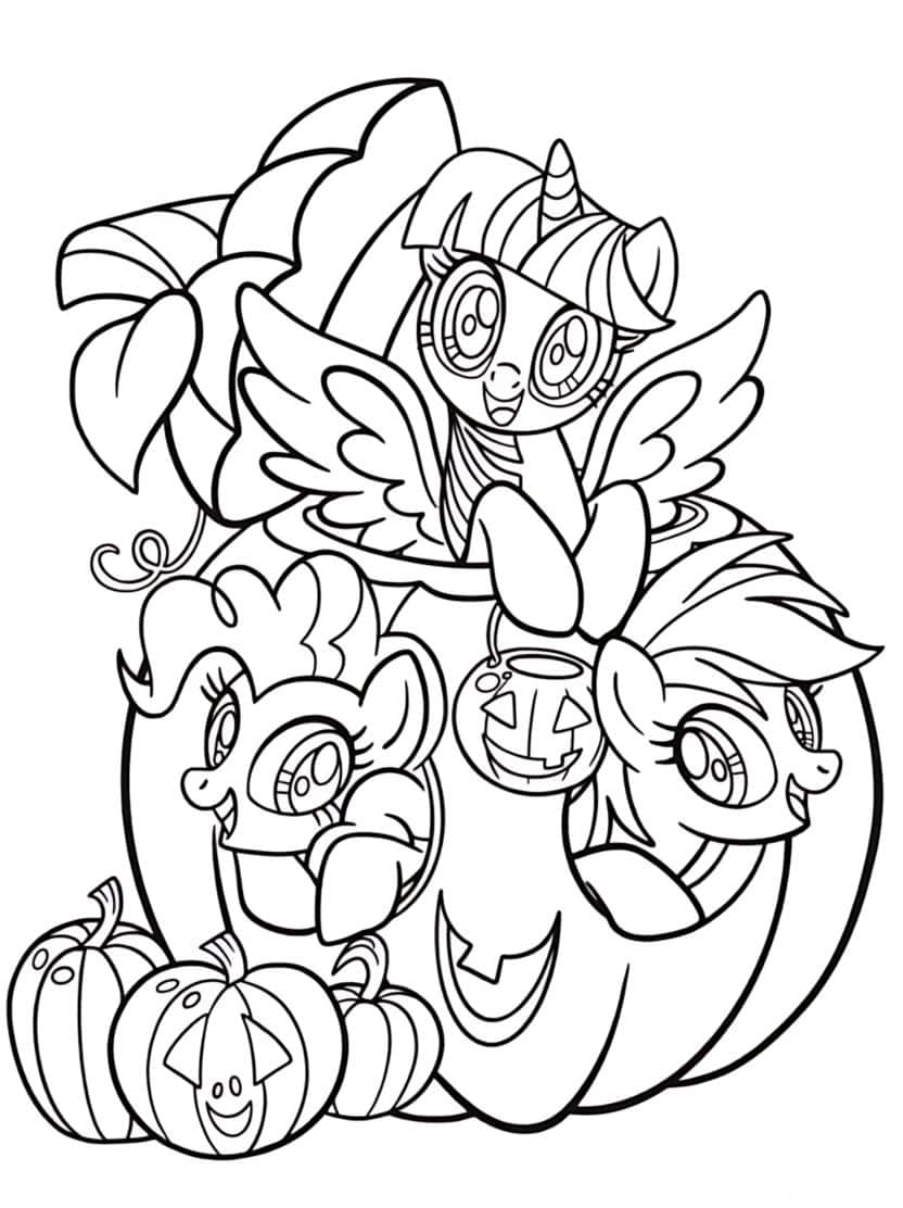 Twilight Sparkle En Vrienden In Jack O Lantern Kleurplaat