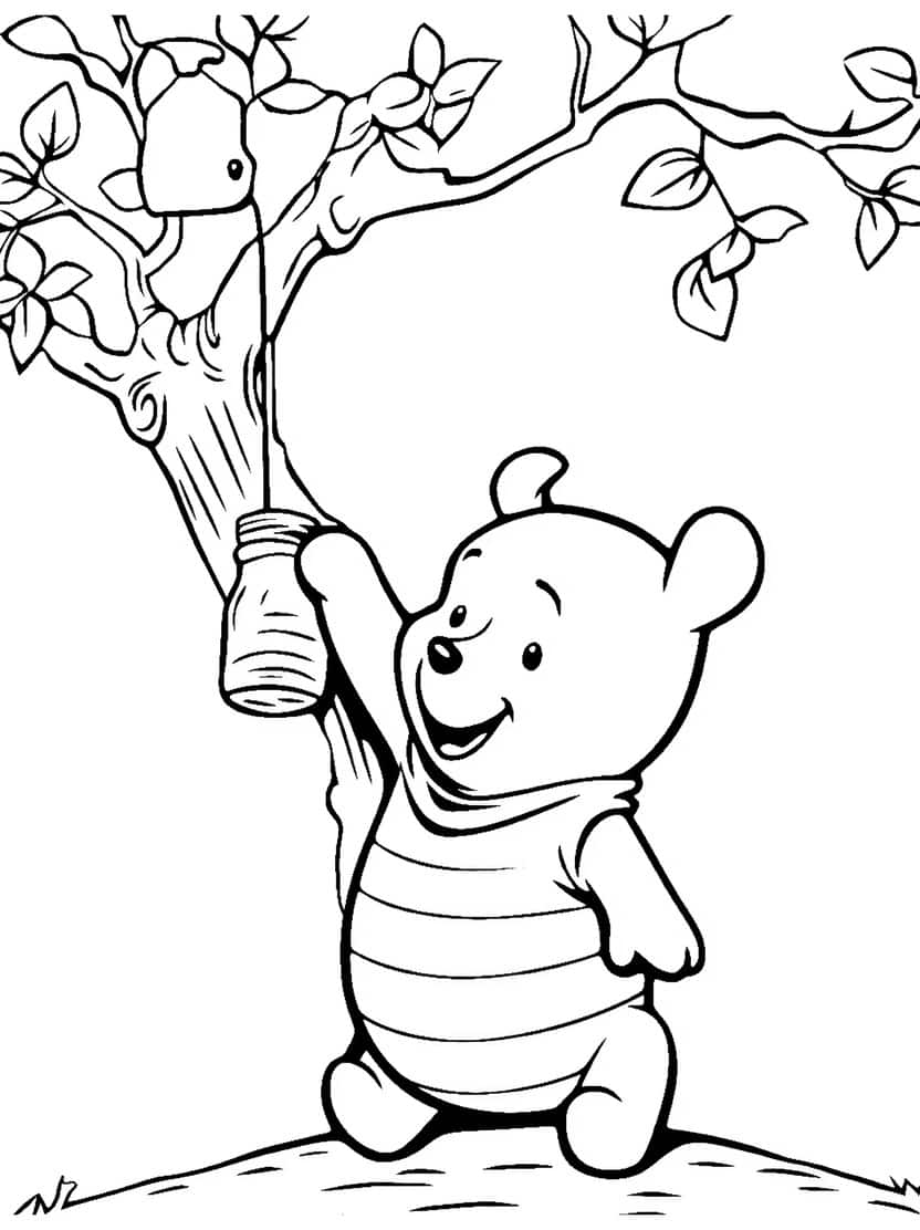 Winnie The Pooh Kleine Take Honing Kleurplaat