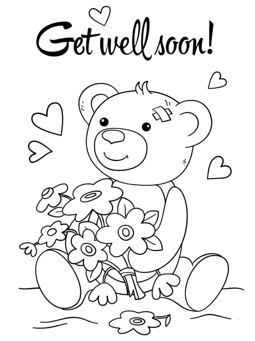 Beterschap Bear Met Bloemen