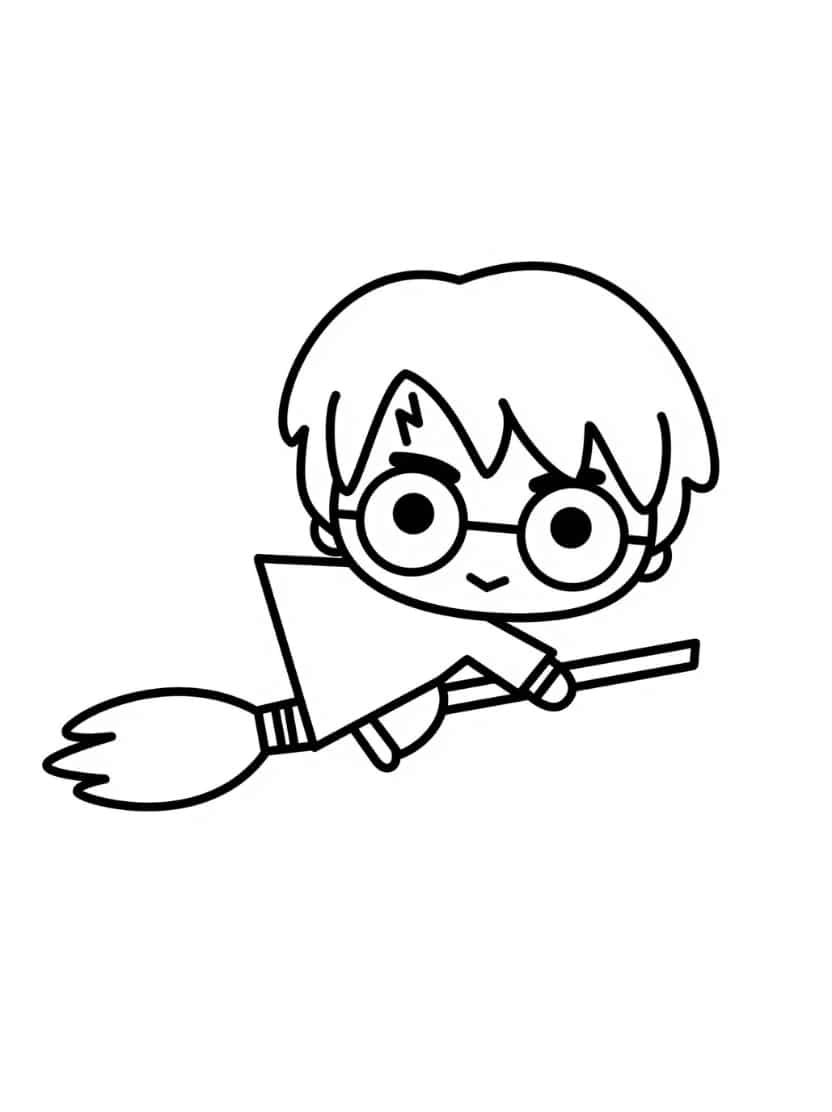 Harry Potter Op Bezem Bij Chibi