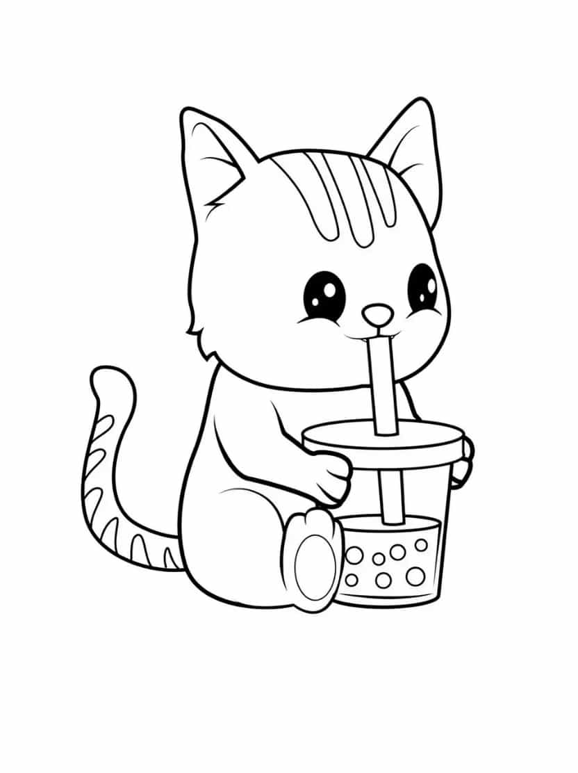 Kat Drinkend Boba Tea