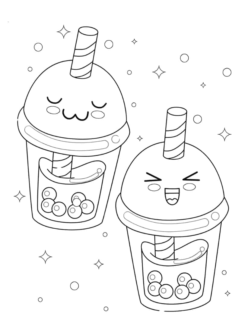 Kawaii Kleurplaten Schattige Bubble Tea