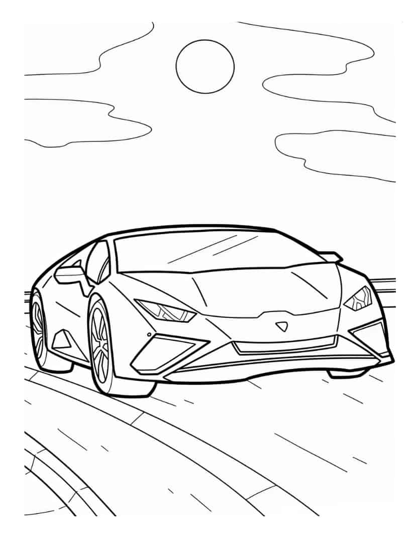 Kleurplaat Lamborghini Onder De Zon