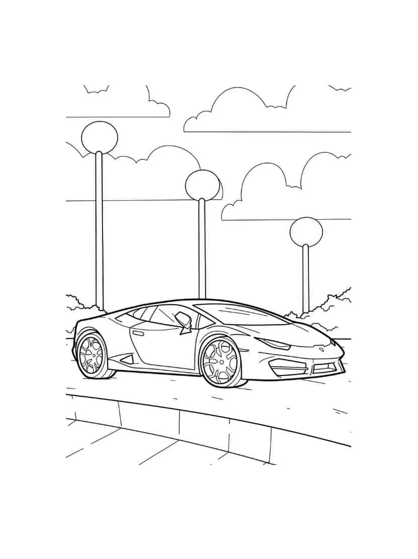 Kleurplaat Lamborghini Op De Weg