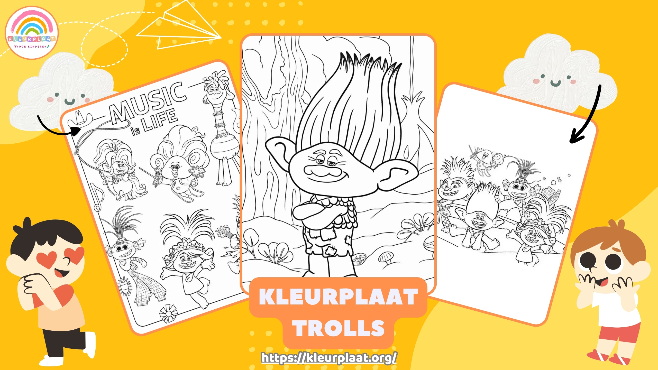 Kleurplaat Trolls